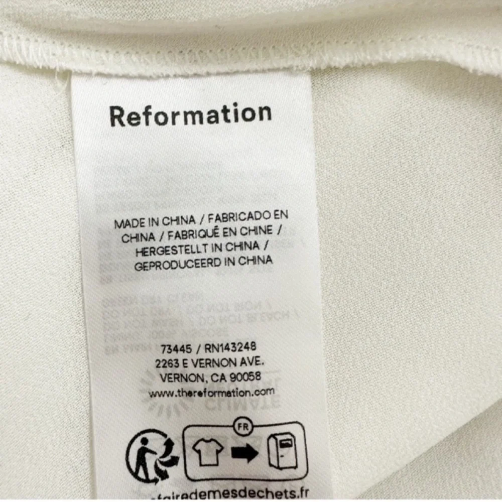 NWT Reformation Ronda One ShoulderAsymmetrical Neckline Silk Dress Ivory Sz 8 - Picture 13 of 16